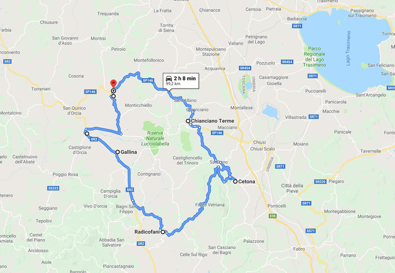 mappa tour Radicofani e Sarteano